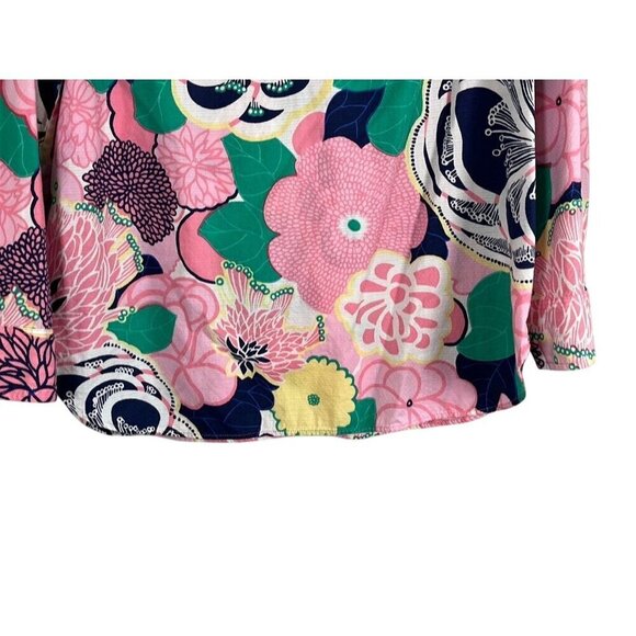 Talbots Floral Top L Pink Tropical Resort Workwear Classic Preppy Colorful Retro - Picture 5 of 14